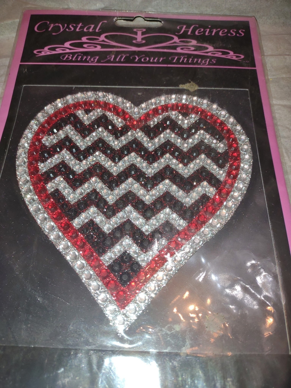Red & Silver Rhinestone Heart Sticker Car vehicle Sticker - Picture 2 of 2